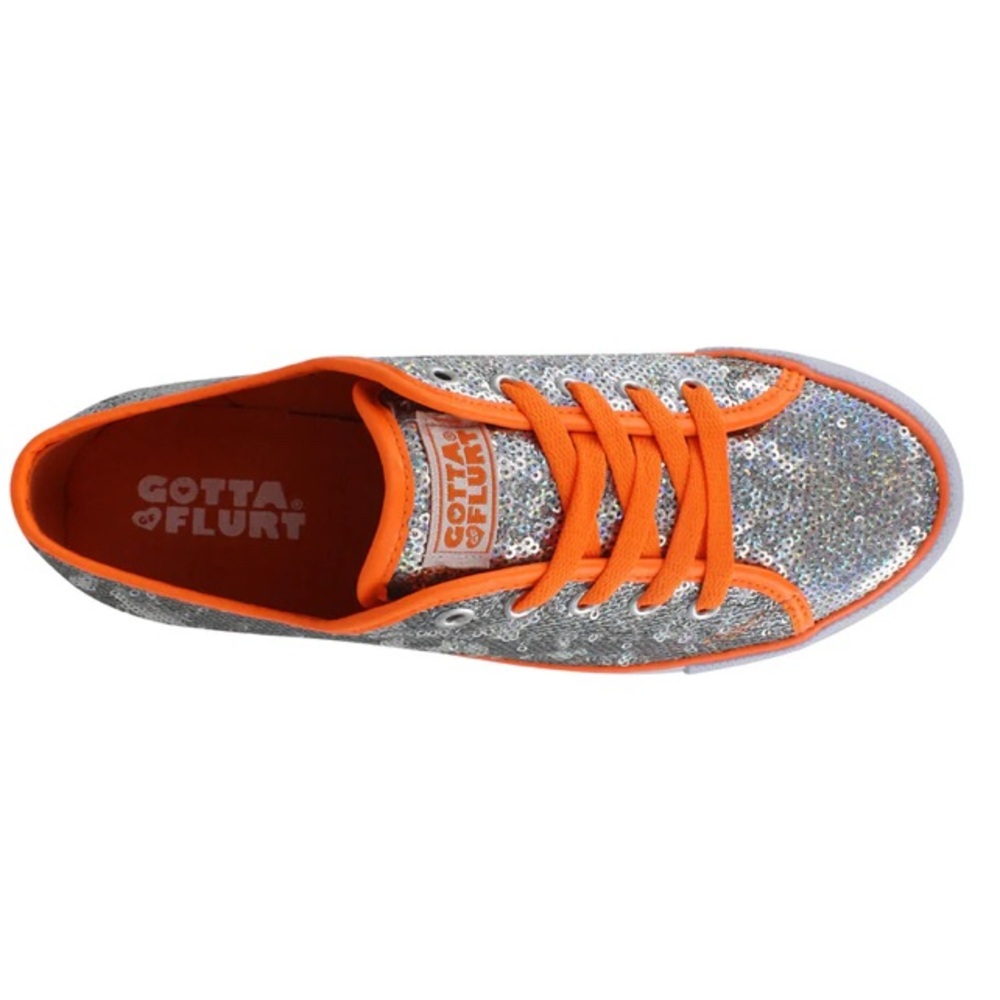 Women's Silver/Orange Sequin Sneakers - Picture 2 of 10